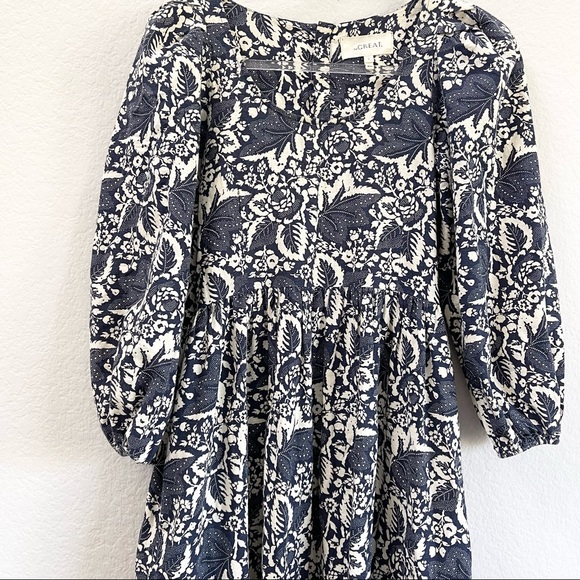 The Great Ballet Midi Dress Blue Autumn Leaves Floral - Picture 4 of 6